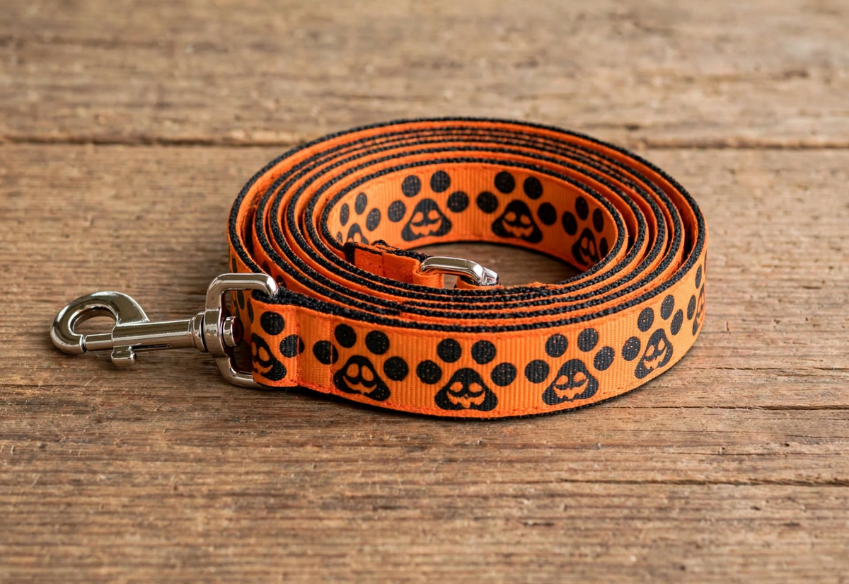 " Orange Paw Pumpkin" Handmade leash