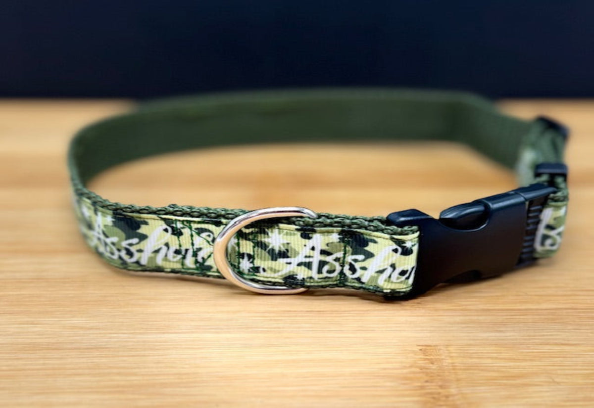 "Asshole Camo Green" Handmade Collar