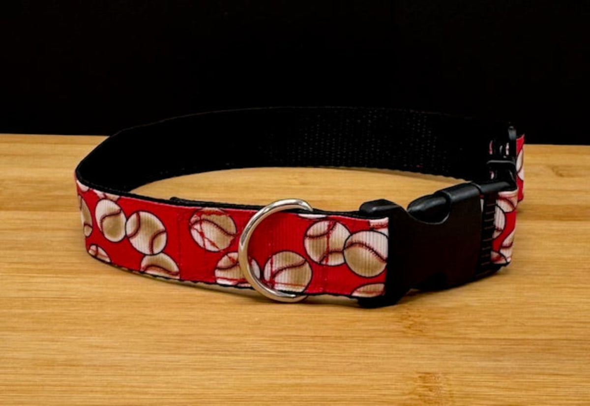 "Red Baseball" Handmade Collar