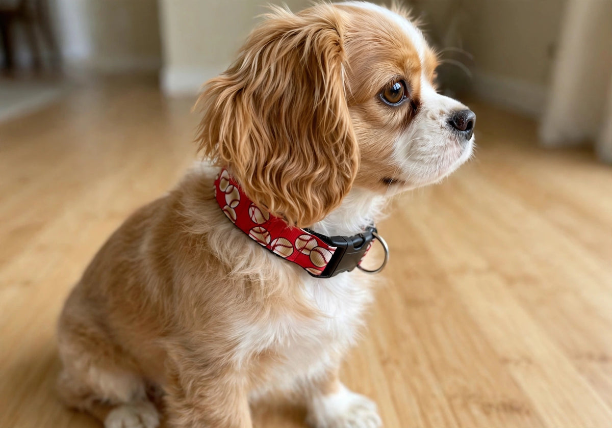 "Red Baseball" Handmade Collar