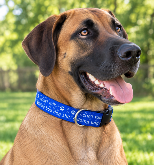 "Can't Talk Doing Bad Dog Shit" Handmade Collar