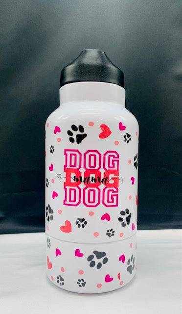 Dog Mom 32oz Water Bottle W/removable 6oz water bowl