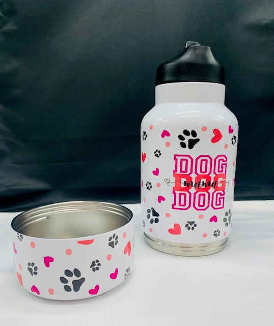 Dog Mom 32oz Water Bottle W/removable 6oz water bowl