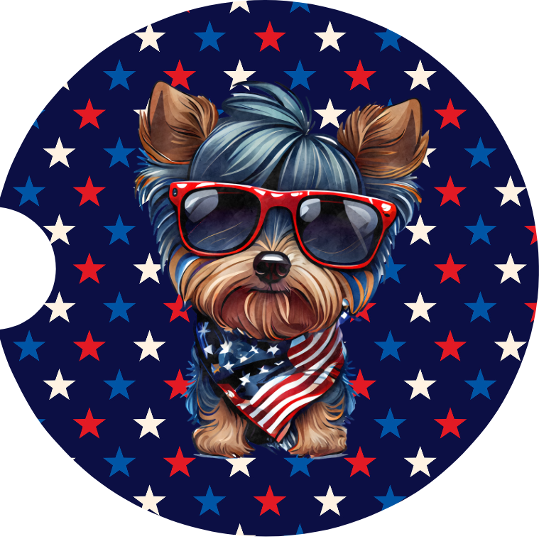 Patriotic Pup 3 Car Coaster