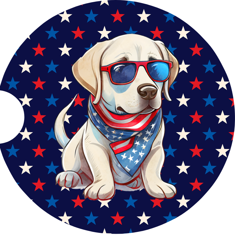 Patriotic Pup 4 Car Coaster