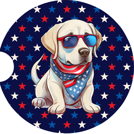 Patriotic Pup 4 Car Coaster