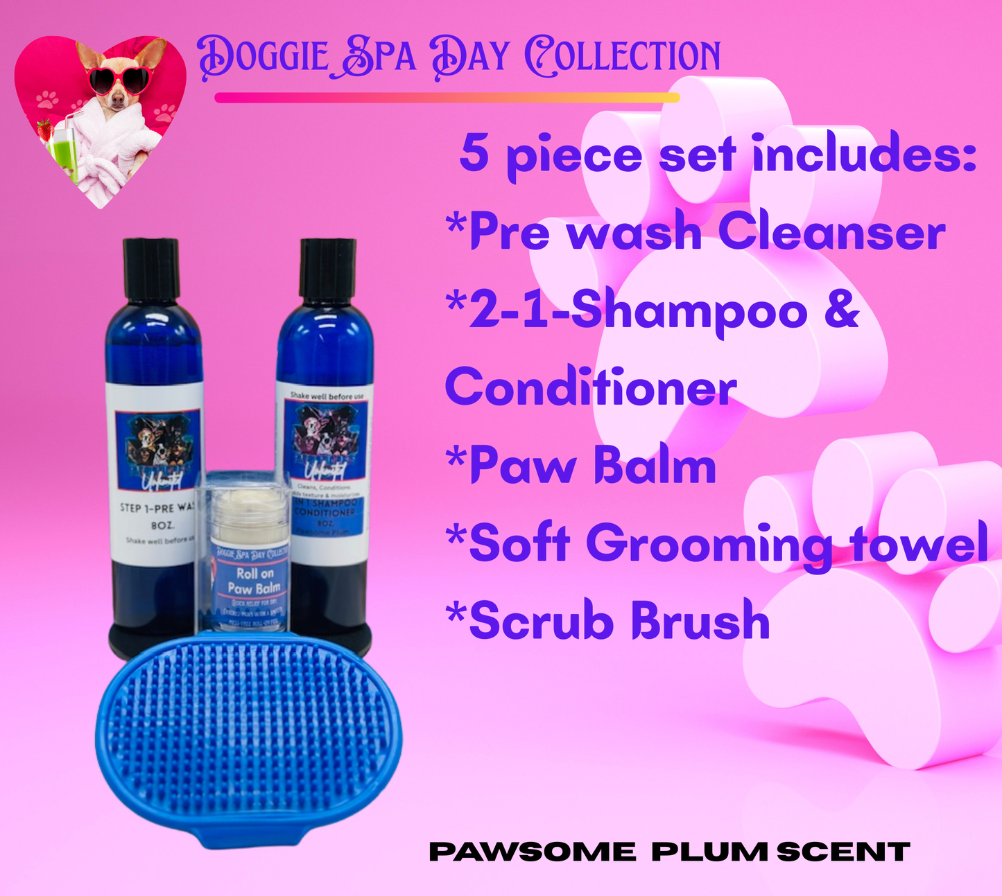 5 piece All Natural Fur-Tastic Complete Bath Set