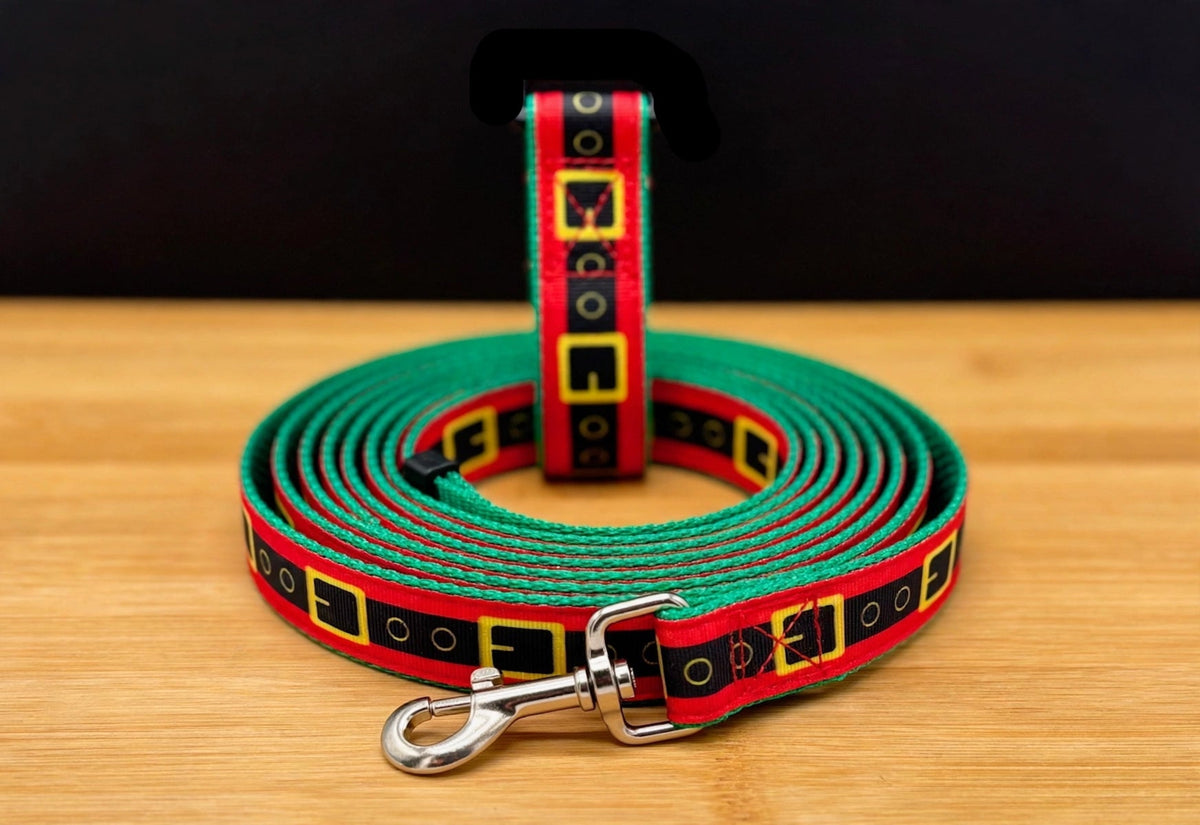 " Santa's Red Belt" Handmade leash