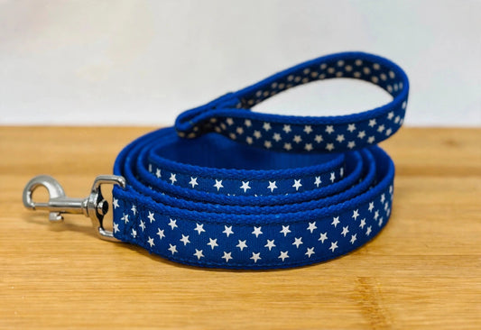"Blue and White Stars" Handmade leash
