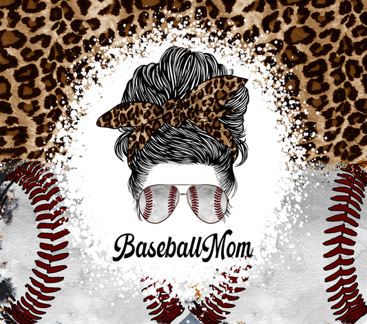 Messy bun Baseball Mom tumbler