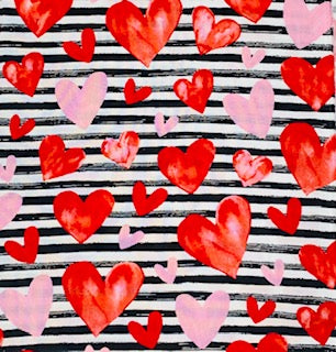 Black & White Stripes with Hearts Snap On Bandana