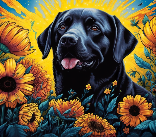 Black Lab And Sunflowers Tumbler