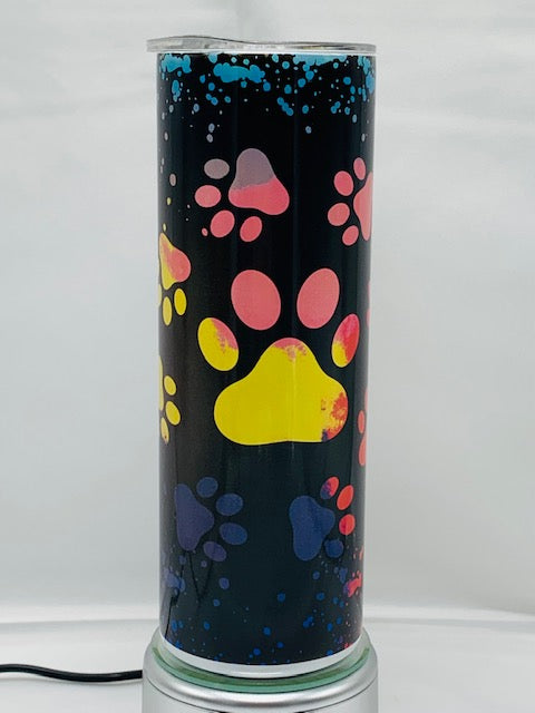 Colorful Paw Print Tumbler