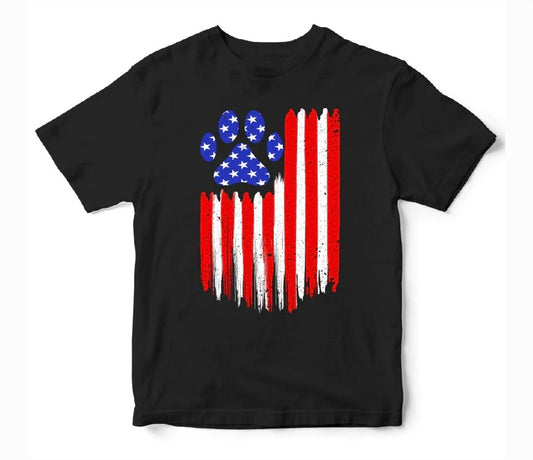 Paw American Flag Short Sleeve T-shirts