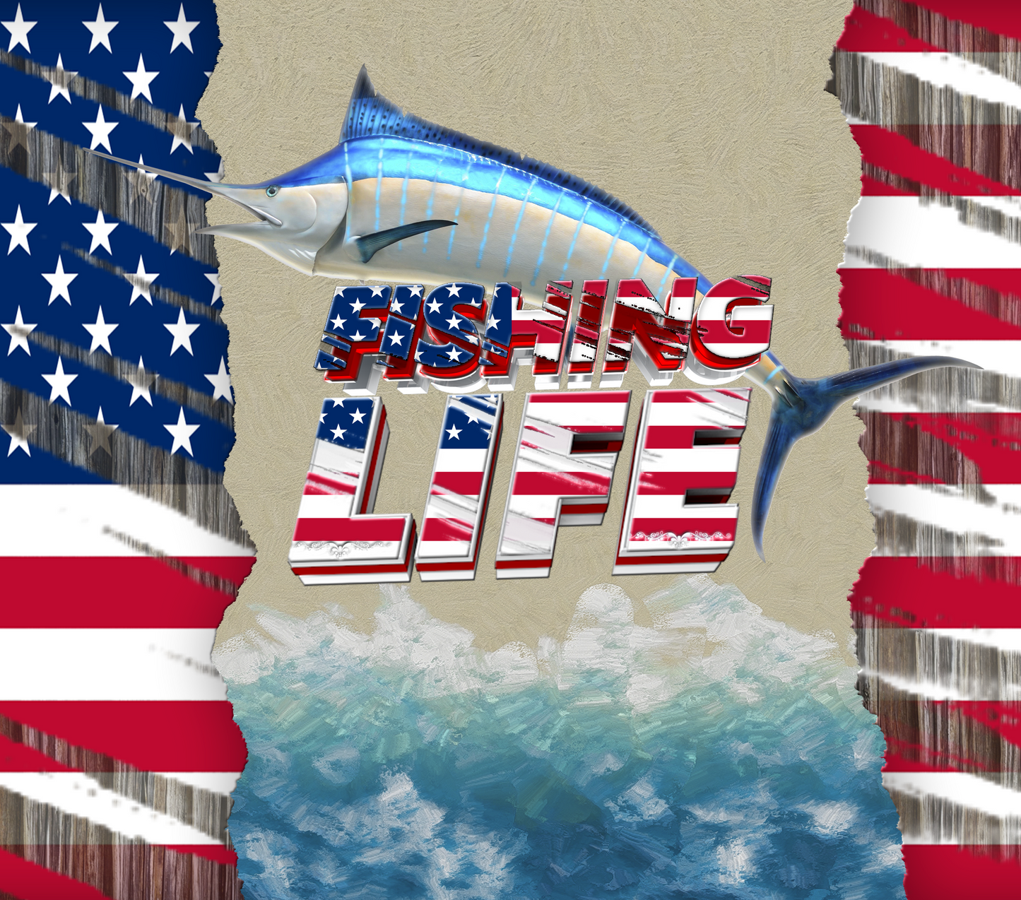 Fishing Life Patriotic Tumbler