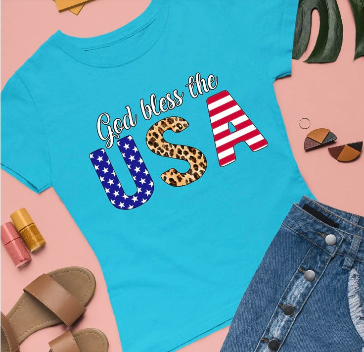 God Bless The USA  Short Sleeve T-shirts