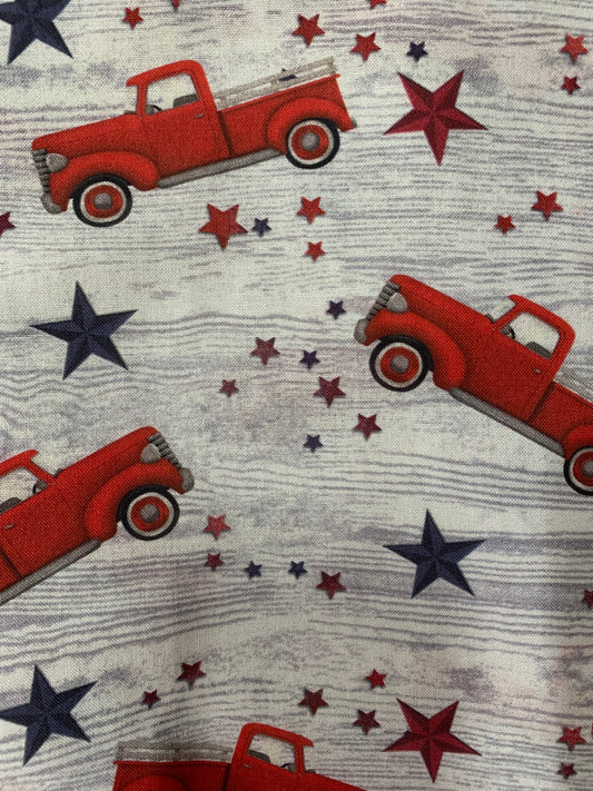 Vintage truck on Patriotic woodgrain Harness
