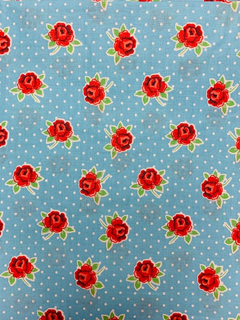 Turquoise & Red Floral-Bandana