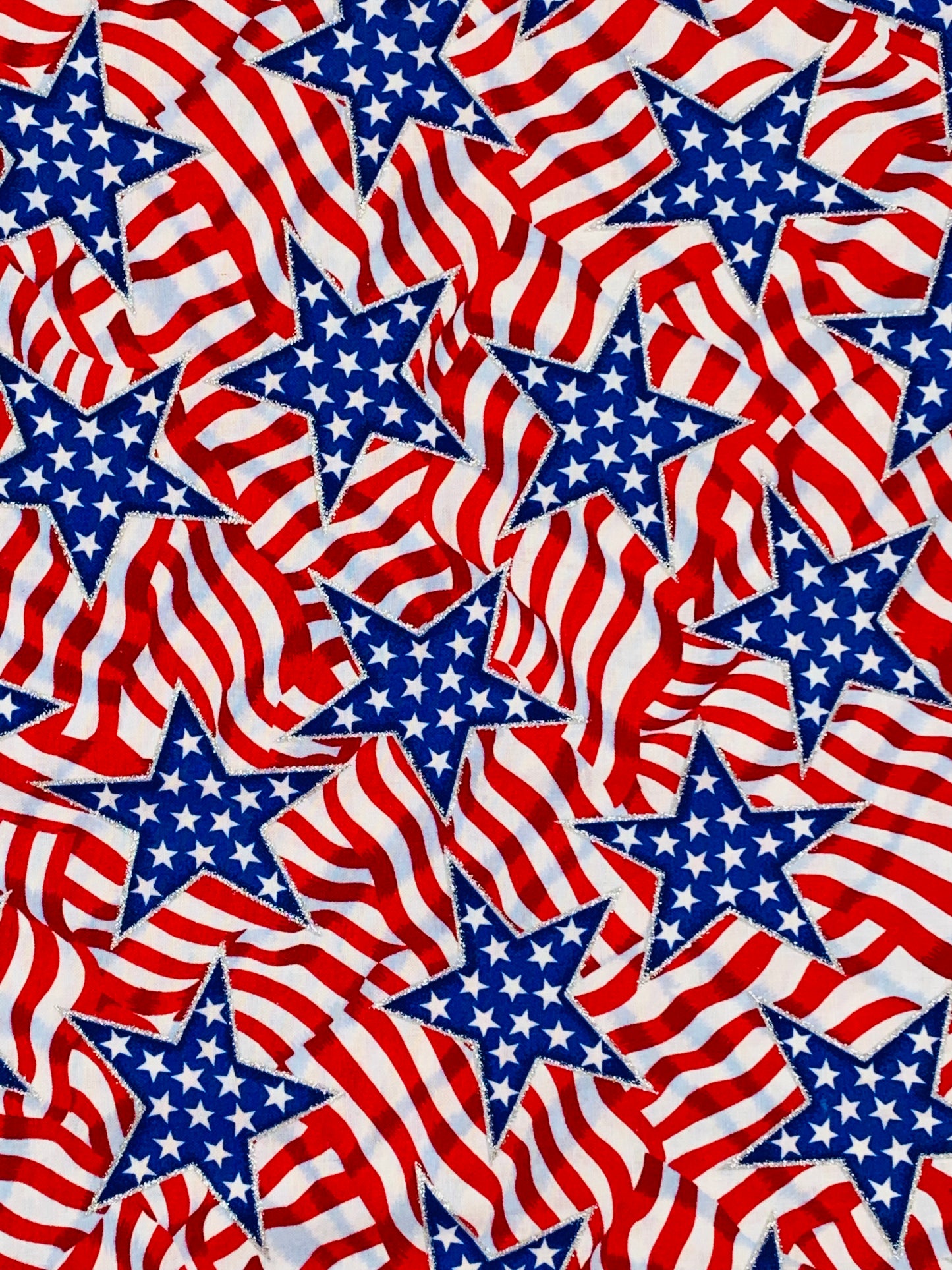 Patriotic Stars and Strips Glitter- Bandana