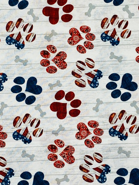 Americana Paw Prints-Bandana