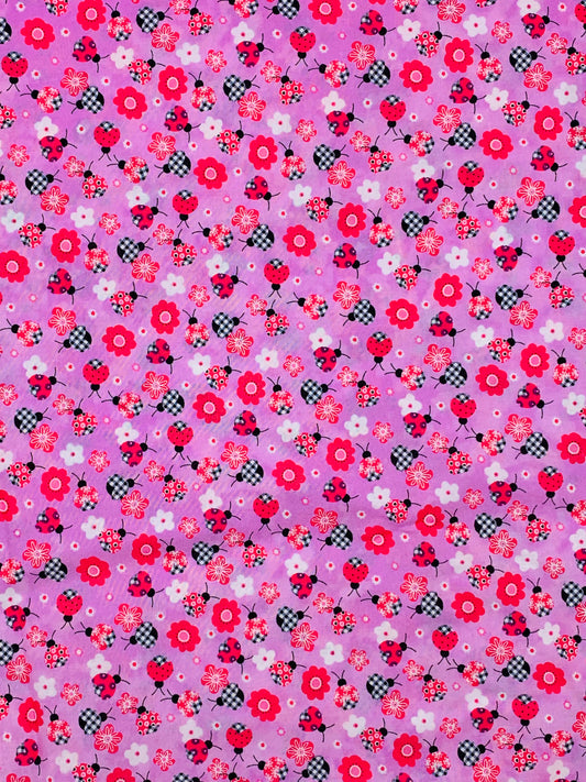 Ladybugs & Flowers Pink-Bandana