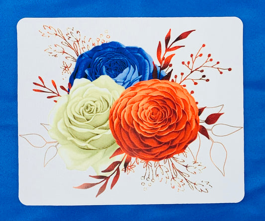 Red White and Blue Flowers Mouse Pad