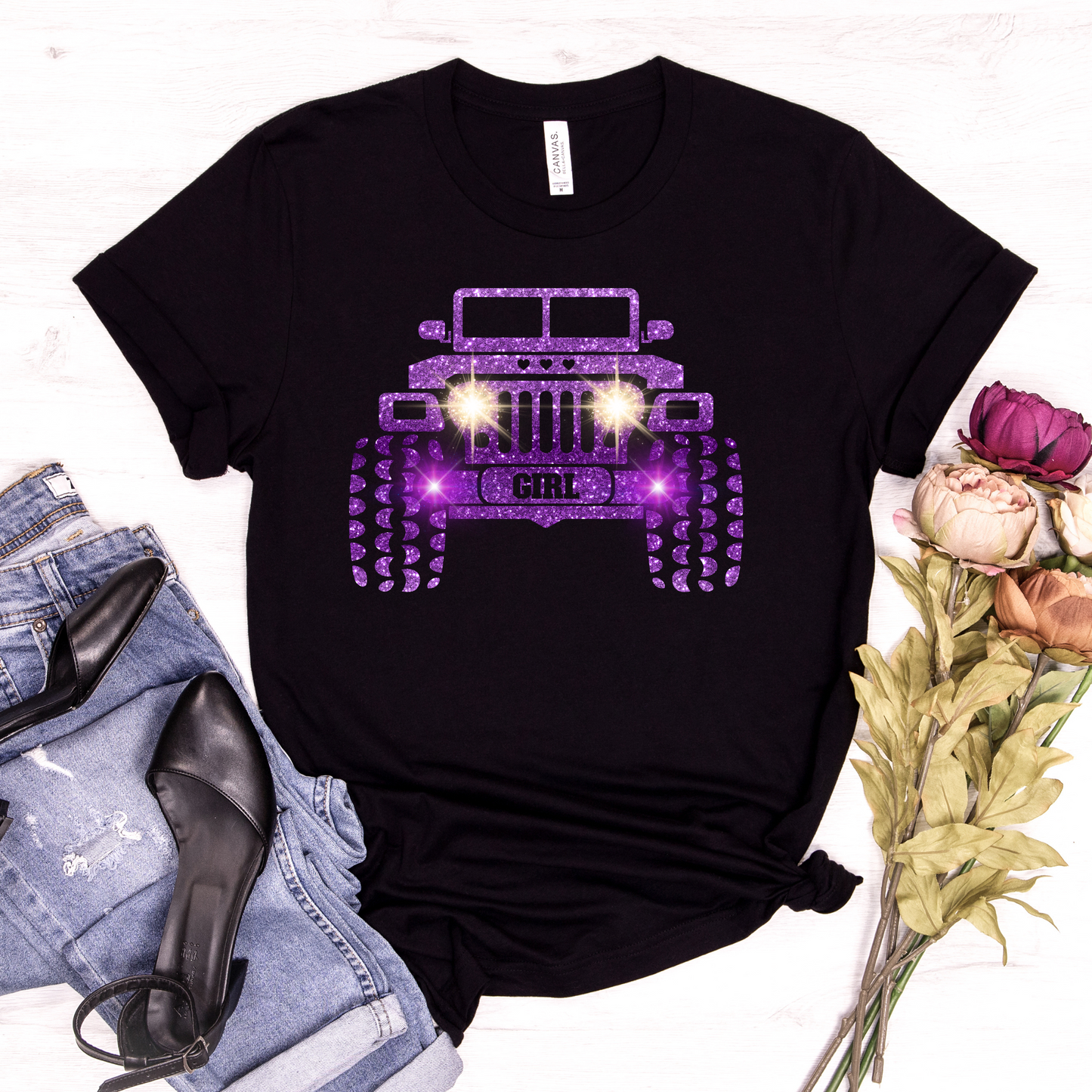 Purple Jeep Girl Short Sleeve T-Shirts