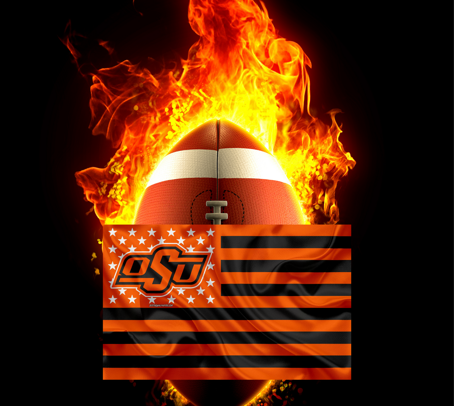 OSU Cowboys flaming football Tumbler