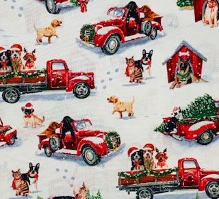 Snowy Dogs and Trucks Snap On Bandana