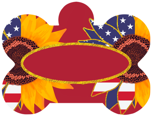 Patriotic Sunflower Dog Tag